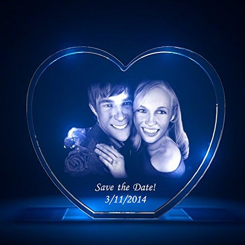 3D Laser Crystal Glass Personalized Custom Etched Engrave Gift Freestyle Heart M Transperant Clear NEW