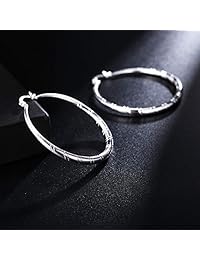 Women Fashion 925 Sterling Solid Silver Ear Stud Hoop Earrings Wedding Jewelry
