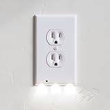 SnapPower Guidelight - Outlet Coverplate (WHDU) with LED Night Lights, Duplex+White