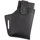 Topstache Leather Phone Pouch,S22 Ultra Belt Holder, iPhone 13 Pro Max Case for Belt,Universal Smartphone Belt Pouch,Leather Phone Holster for Samsung, Flip Cellphone case for Men,Black