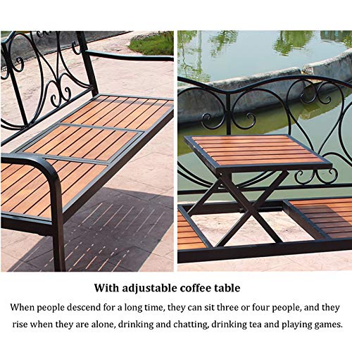 outdoor product 59-Zoll-Außenterrasse Gartenbank, Balkon Parkbank Mit Verstellbarem Mitteltisch, Veranda Sitz Mit… – Bild 5