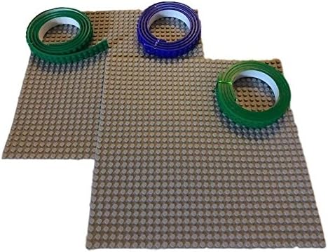 REUSABLE Peel and Stick Adhesive Baseplate Set; 2 Rolls Lego Tape, Receiver Tape, 2 Mats; Lego and Most Building Bricks Compatible (10"x10", Gray)