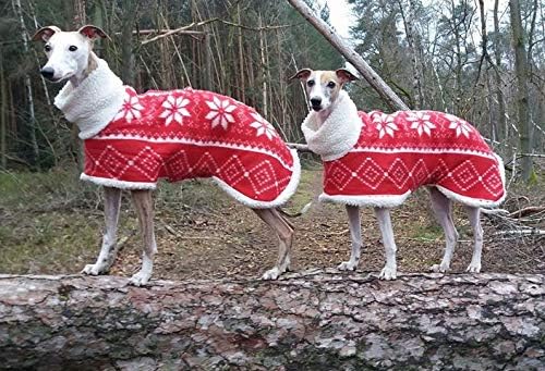 DOG AND HOME WHIPPET STYLISH FLEECE + FUR COAT 18"-20" LONG (FROM BOTTOM THE NECK TILL BEGINING THE TAIL)