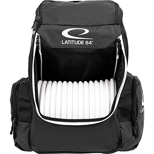 Latitude 64 Core Disc Golf Backpack - Holds Up to 20 Discs - Lightweight and Compact Disc Golf Backpack (Black)