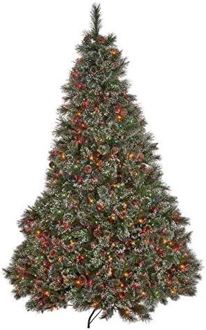 Jody 4.5-Foot Cashmere Pine and Mixed Needles Pre-Lit LED or Unlit Hinged Artificial Christmas Tree with Snowy Branches and Pinecones