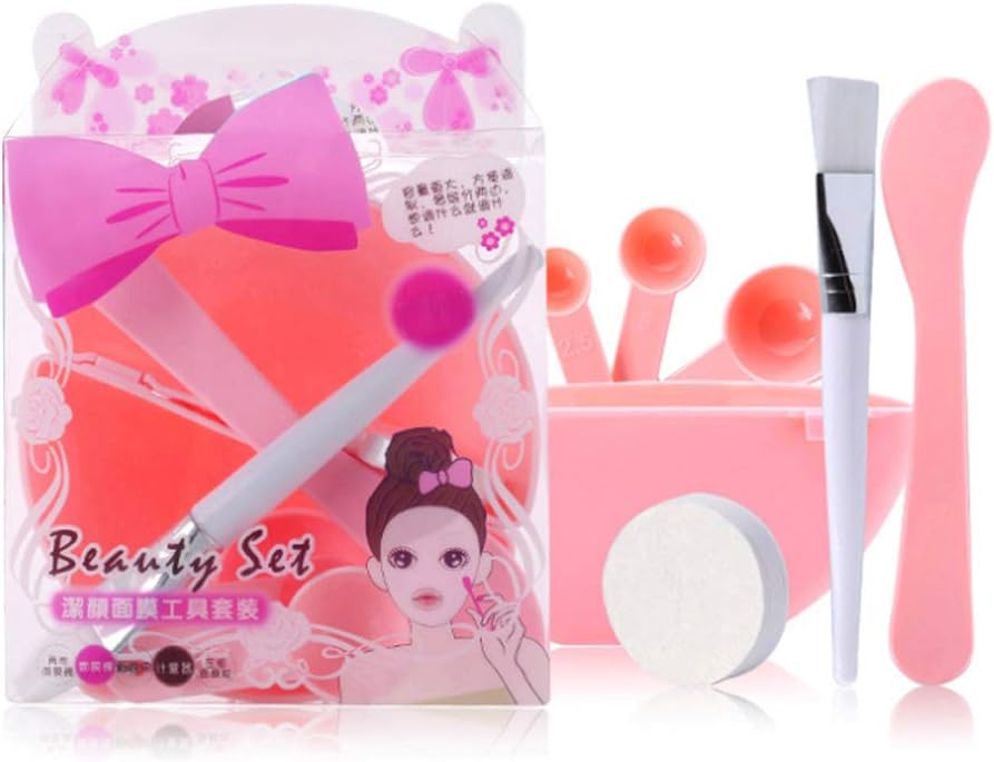 DIY Facial Compressed Mask Mixing Tool Kit with Spoon,Mask Bowl, Spatula, Brush,Compressed Mask Grain Sheets