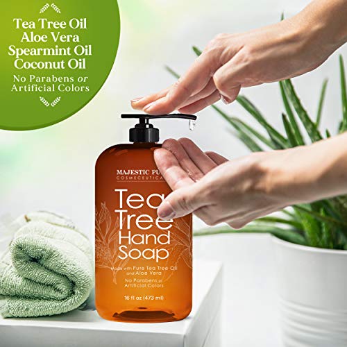 MAJESTIC PURE Tea Tree Hand Soap Liquid Hand Wash with Pure Aloe Vera