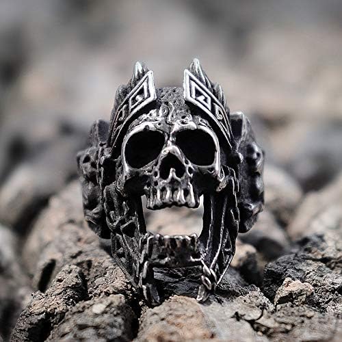 Mens Mars God of War Biker Skull Rings Punk Rock Warrior 316L Stainless Steel Ring Jewelry 10