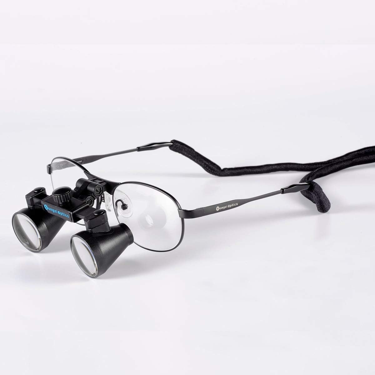 (2.5X 3X 3.5X Optional) Titanium Frame Binocular Dental Surgical Loupes Black Colour (Working Distance :(360-460 mm) R, Magnification:2.5X)