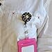 Qinsuee Bling Rhinestones Retractable Badge Holder, ID/Name Badge Reel Alligator Clip with Camellia, Easy to wear, 3 Pack (Multiple)