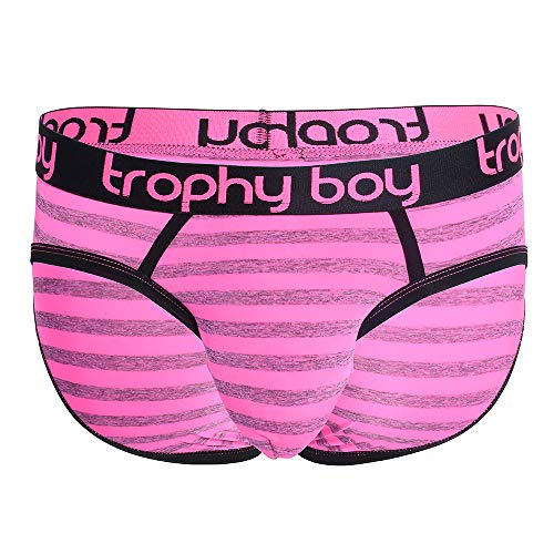 Andrew Christian Trophy Boy Electric Brief, Electric Pink Stripes, Large