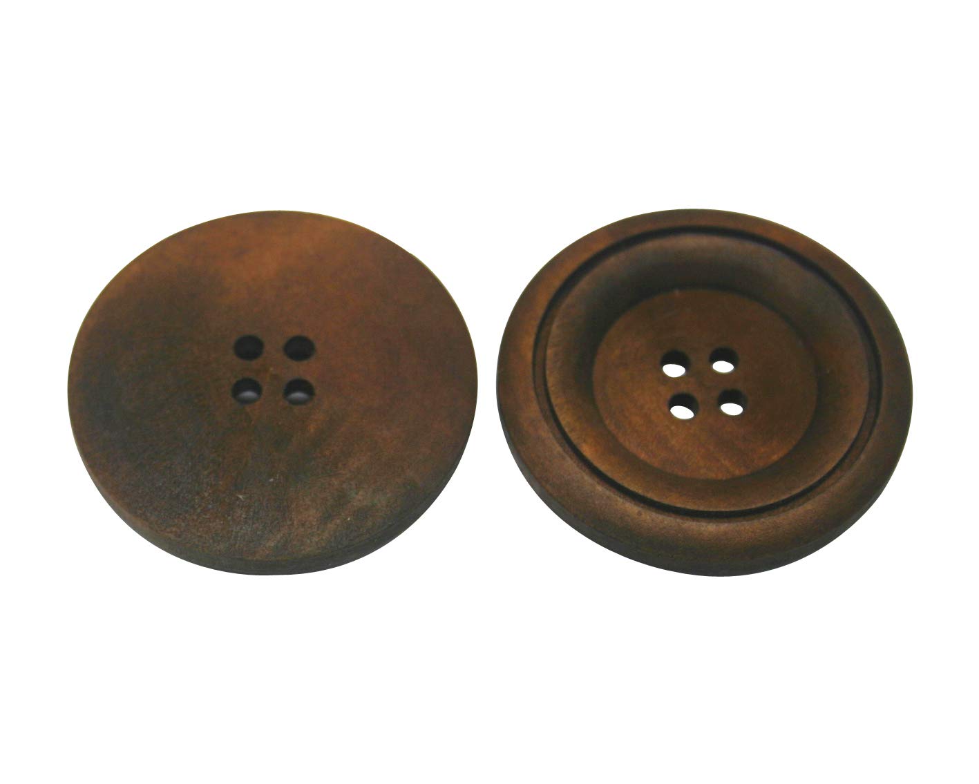 Wuuycoky Wood Button Round 40mm Diameter with 4 Holes for Craft Sewing DIY Pack of 10