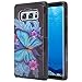 GW Cute Phone Case Compatible for Samsung Galaxy Note 8 [Shock Absorption/Impact Resistant] Hybrid Dual Layer Girls Women Protective Case Cover for Galaxy Note 8 - Blue Butterfly