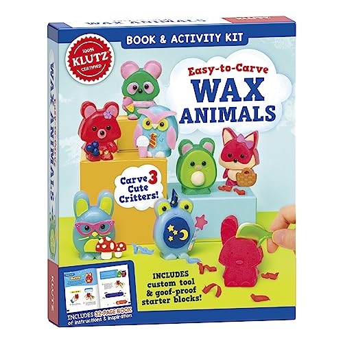 KLUTZ Easy-to-Carve Wax Animals Craft Kit, Medium