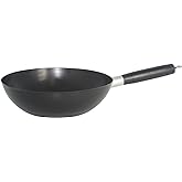 IMUSA 9.5 Inch Carbon Steel Nonstick Wok with Cool-touch Handle, Black | Cool-Touch Handle, Ideal for Stir Fry, Great for Everyday Meals