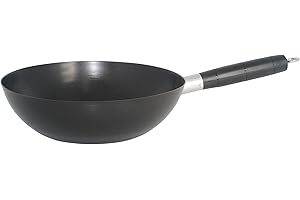 IMUSA 9.5in Carbon Steel Nonstick Wok with Cool Touch Handle, Black