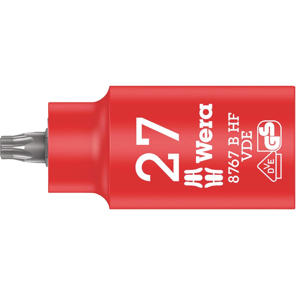 Wera 8767 B Zyklop VDE Holding Function Torx Bit Socket, 3/8" Drive, TX 27 x 55 mm, 05004922001