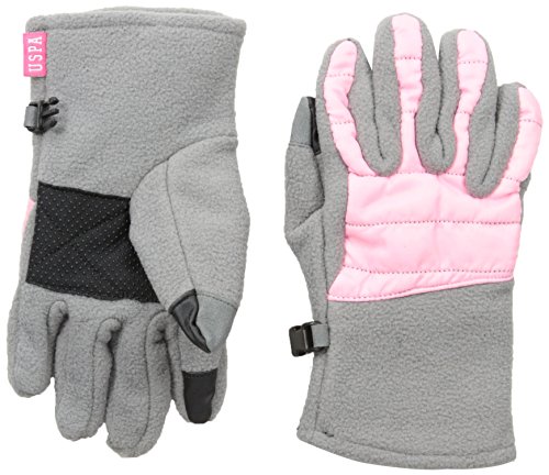U.S. Polo Assn. Big Girls Polar Fleece Gloves with Tech Touch Tips, Heather Grey, One Size