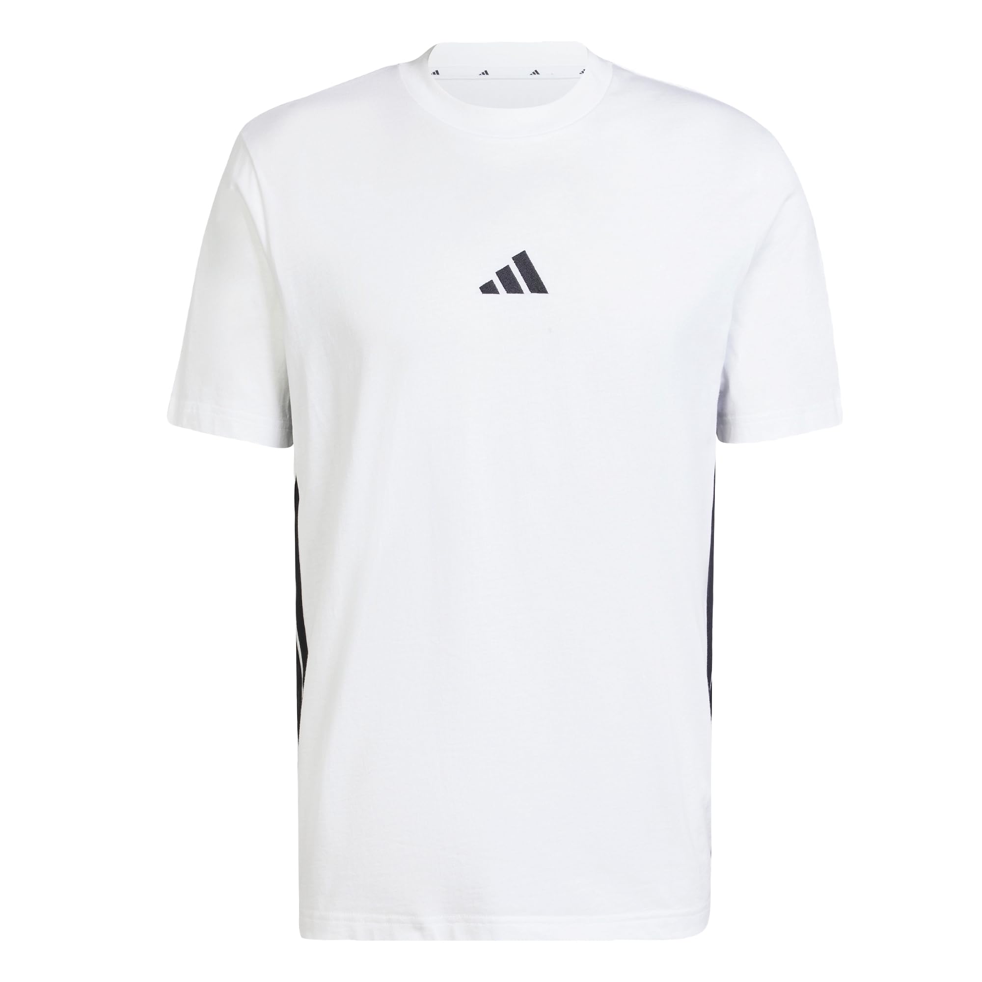 Adidas Men's Essential Three Stripes Single Jersey Tee, White/Black, XL 7