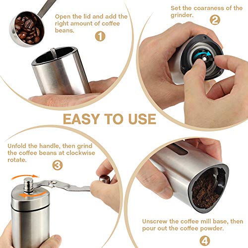 Comsoon Manual Coffee Grinder, Portable Hand Coffee Grinder with Adjustable Setting, Conical