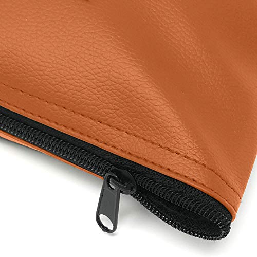 Money Bank Deposit Bag with Zipper | 11x6 inch | Brown | Durable Leatherette Money Cash Coin Check Wallet Pouch for Men & Women with Framed ID Window and Blank Card | by GIDABRAND (1) - Thumbnail 2