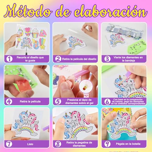 Kit de Manualidades para Niñas Juguetes para Niñas 4-12 Años, Regalo Niña el Día del Niño, Diamond Painting para Niños de Botella Agua DIY, Regalos para Niña Cumpleaños de 5 6 7 8 9 10 11 12 Años