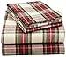 Pinzon Lightweight Cotton Flannel Sheet Set - Twin Extra-Long, Cream/Red Plaid