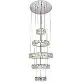 Elegant Decor Indoor Modern Monroe Integrated LED chip Light Chrome Chandelier Clear Royal Cut Crystal - 25.6x25.6x39