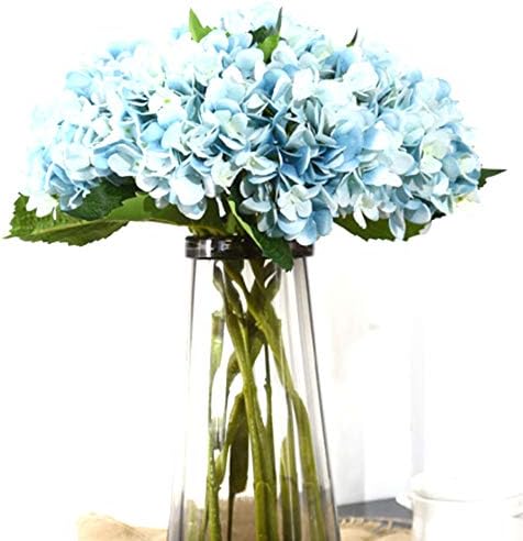 ETUCK Artificial Fake Flowers Silk Artificial Hydrangea 4 Heads Bridal Wedding Bouquet for Home Garden Party Wedding Decoration-Blue (C)