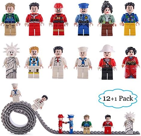 Minifigures Set Include Lego-Compatible Building Bricks Mini People and Block Tape for Building Bricks, Perfect Community Minifigures Set for Party Favors,Kids Toys,Gifts
