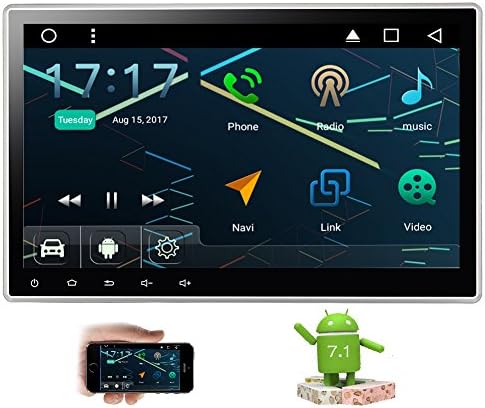 Latest Android 7.1 Quad Core Car Stereo 2GB RAM 10.1 Inch Touch Screen Double Din GPS Navigation Autoradio Entertainment System Support WiFi Bluetooth AM/FM Radio OBD2 with Adjustable Screen