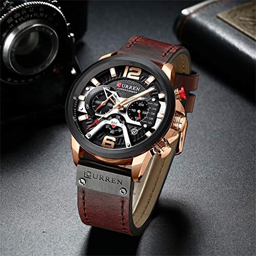 LUCAMORE Men's Quartz Chronograph Waterproof Date Watches Business Casual Sport Design Leather Band Strap Wrist Watch for Men