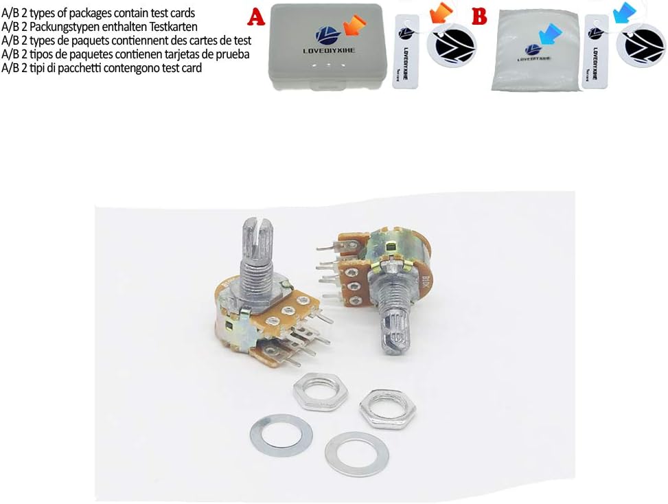 2pcs B1K B2K B5K B10K B20K B50K B100K B250K B1M 6Pin Shaft WH148 Amplifier Dual Stereo Potentiometer 1K 2K 5K 10K 50K 100K 250K,20K Ohm