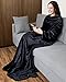 Tirrinia Wearable Blanket Adult, Sunggle Blanket with Sleeves, Reading Full Blanket, Cozy TV Blanket, Gift Idea for Women Men Mom, Black