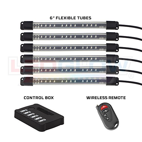 LEDGlow 6pc Million Color Motorcycle LED Light Kit - Universal Fitment - Water Resistant - Wireless Remote