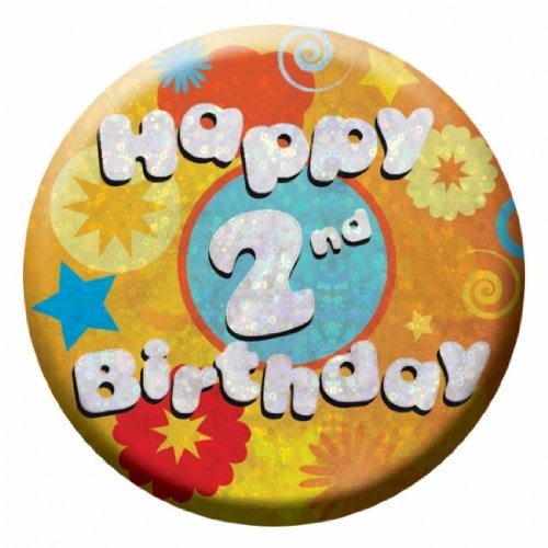 Amscan Holog Happy 2nd Birthday Small Badge Party Accessory