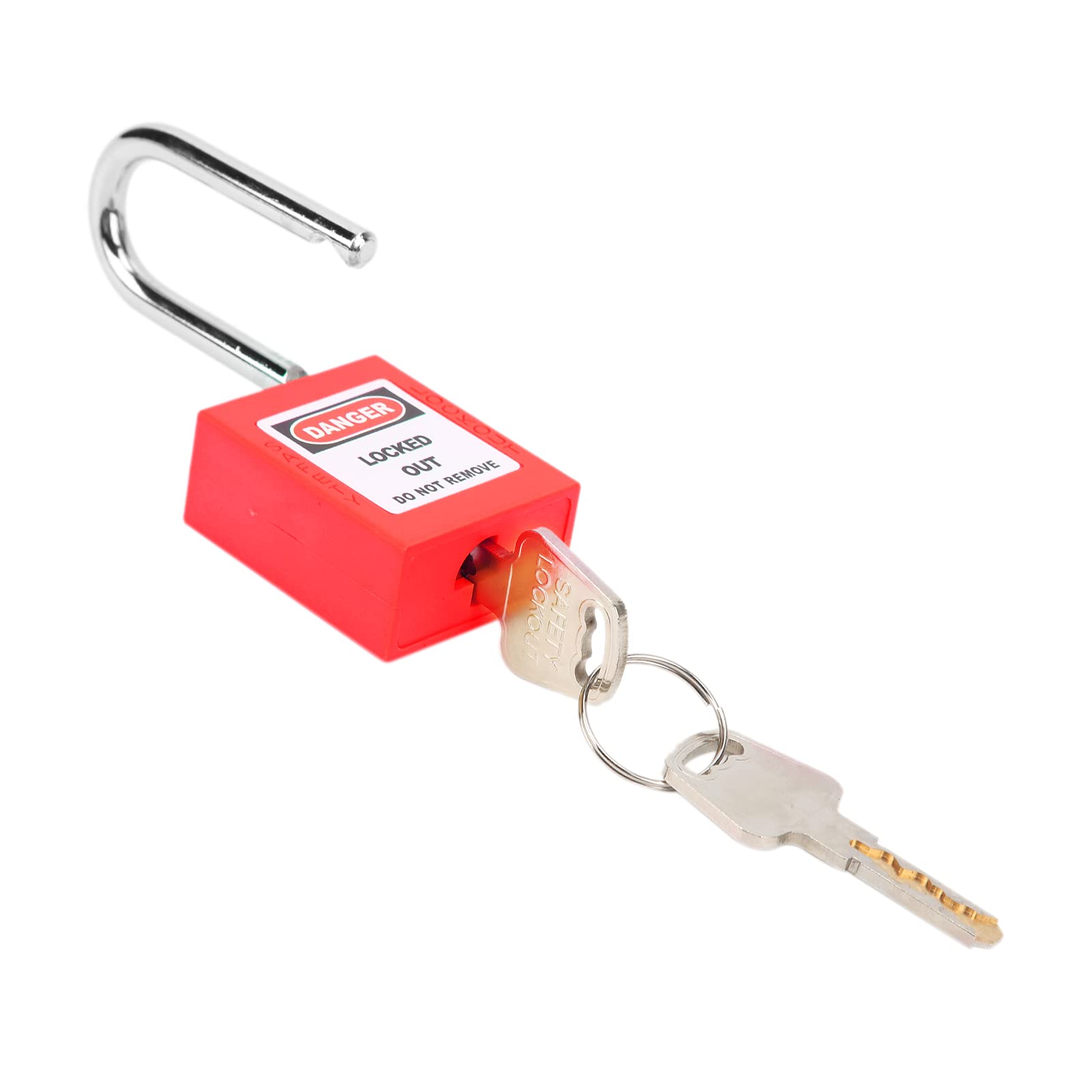 38mm Lockout Lock,Insulation Safety Engineering Loto Padlock for Machinery Manufacturing (Red)