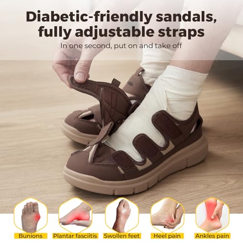 FitVille Diabetic Sandals for Men Extra Wide Shoes for Swollen Feet Wide Width Men Shoes with Adjustable Strap