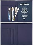 Simpac RFID Blocking Passport Holder, Passport Wallet, Travel Wallet, Passport Cover Case Crosshatch (blue)