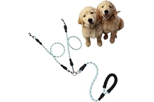 Y-ANNJYA Dual Dog Leash,Comfortable Double Dog Leash with Reflective,360 Swivel No Tangle 2 Dog Training Leash,for Large Medium Small Dogs (Blue, Double Leashes)