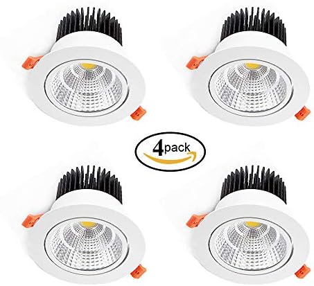 Allato LED Downlight Gimbal 4000K 3.5 Inch 5W (45W Fluorescent Lamp Equivalent),Rouond Indoor Adjustable Recessed Ceiling Lighting Retrofit Kit 110V 220V for Living Room,Bed Room, 4 Pack