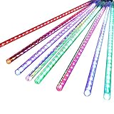 AGPtek 8-Pieces Waterproof RGB Multi-color Meteor Shower Lights, 144 LEDs, 30cm