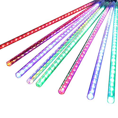 AGPtek 8-Pieces Waterproof RGB Multi-color Meteor Shower Lights, 144 LEDs, 30cm