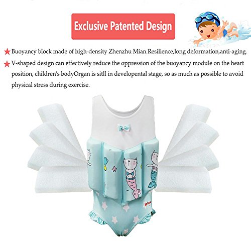 Kingswell Float Suit Toddler Swimsuit Kids Swim Training Aid Jacket Vest Suit with Removable Buoyancy Float for Toddler Girls