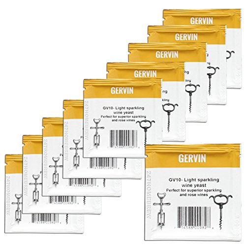 10x Gervin GV10 Wine Yeast 5g Champagne & Dessert Wines 18.5 523L