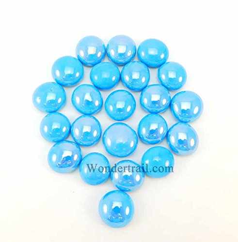 Electric Sky Blue Glass Bead Tokens 12-15mm 22ea Wondertrail WON0300
