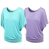 Colrovie Womens Boat Neck Dolman Top - Short Sleeve With O/V Neck