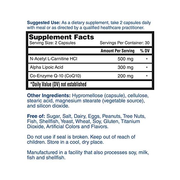 Nature’s Lab CoQ10 + Alpha Lipoic Acid + Acetyl LCarnitine HCl