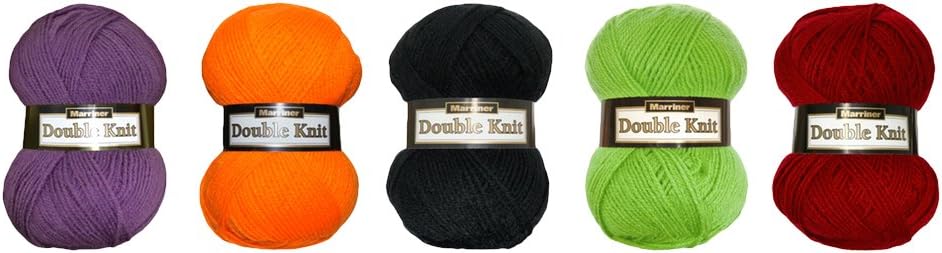 Marriner Yarns Halloween Bumper Pack of Double Knit Yarn with 100% Acrylic 8 Ply for Knitting and Crochet - Vegan Friendly and Hypoallergenic (5 Pack of 100g Individual Colour Balls)