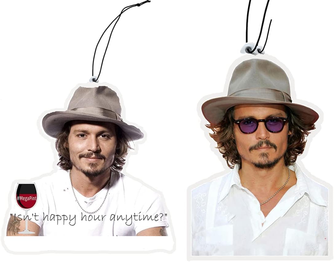 Photographs - Car Air Fresheners For Johnny Depp Birthday Gift Scented Ornament Car Rearview Mirror Pendant Isn't Happy Hour Anytime Accessories for Car Home Party Candy Scent (2PCS-B)